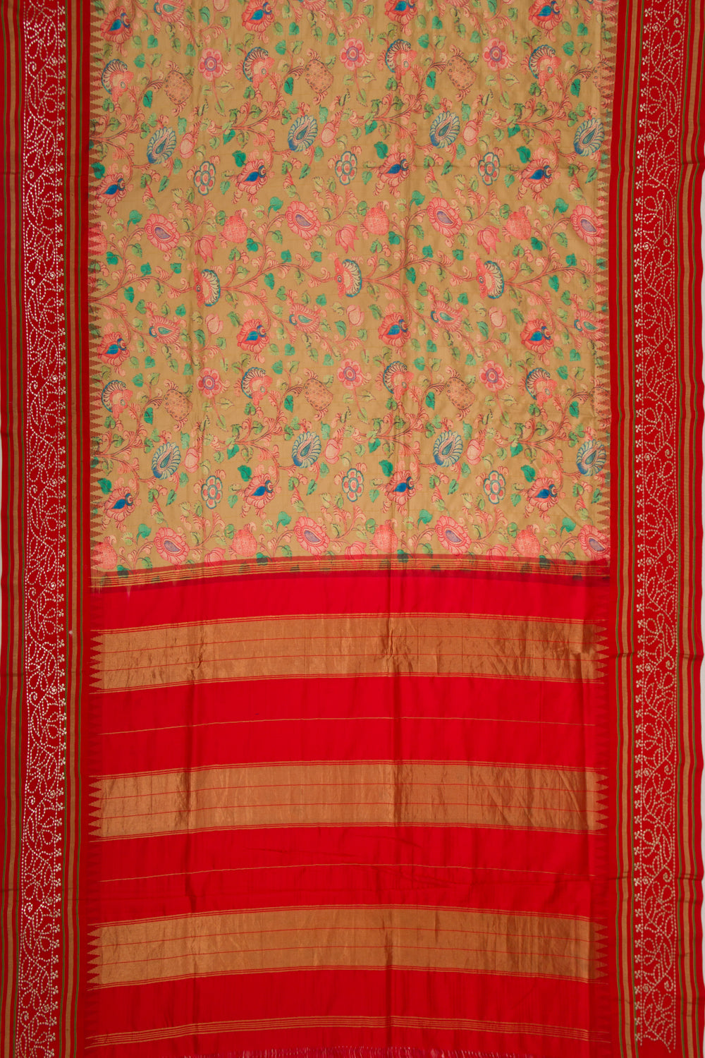 Soft Silk Printed Beige Saree