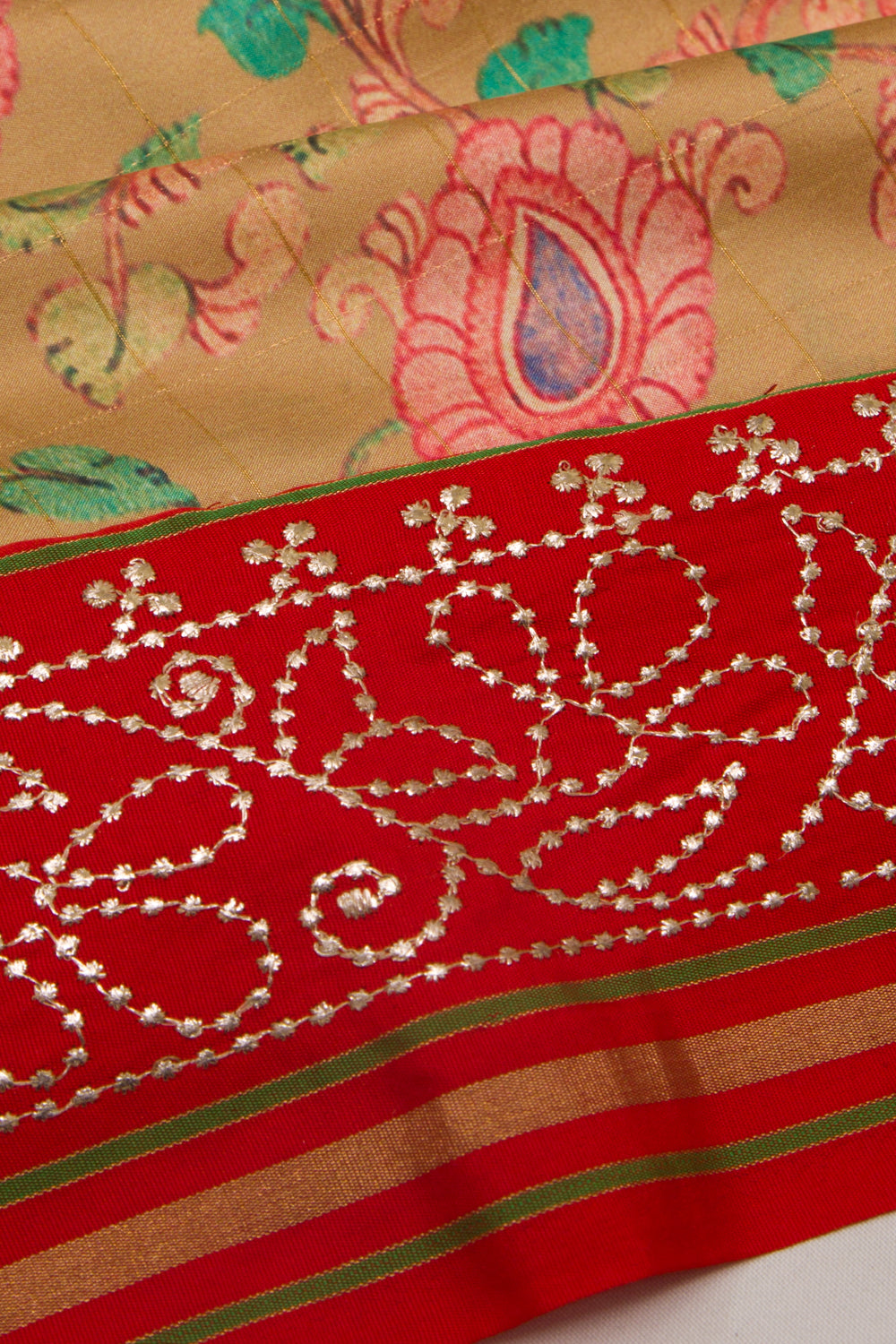 Soft Silk Printed Beige Saree
