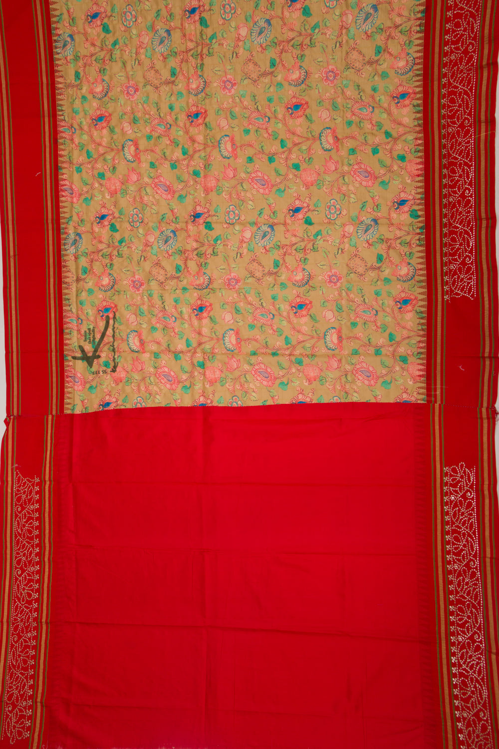 Soft Silk Printed Beige Saree
