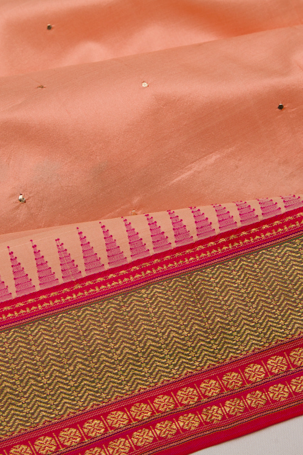 Soft Silk Embroidery Peach Saree