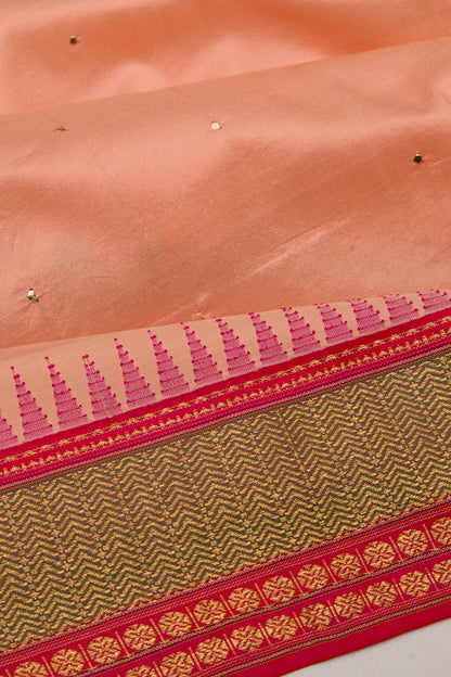 Soft Silk Embroidery Peach Saree