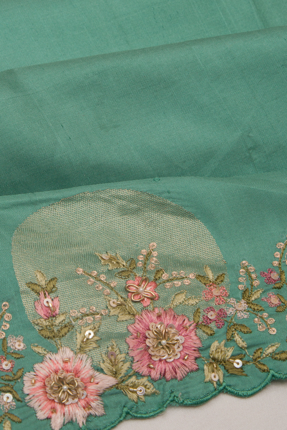 Soft Tussar Butta Sea Green Saree