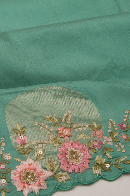 Soft Tussar Butta Sea Green Saree