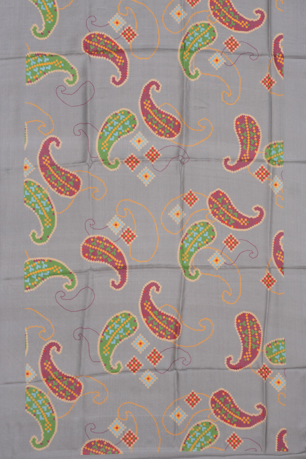 Tussar Printed Grey Saree