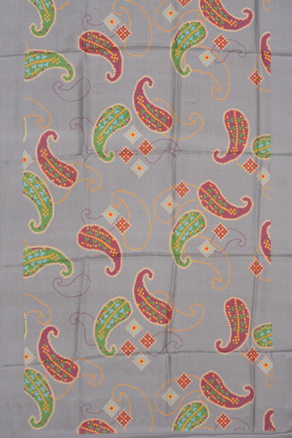 Tussar Printed Grey Saree