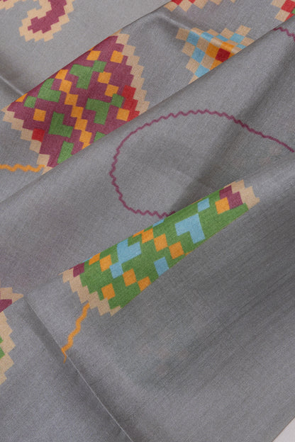Tussar Printed Grey Saree