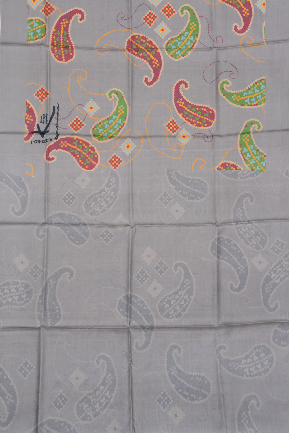 Tussar Printed Grey Saree