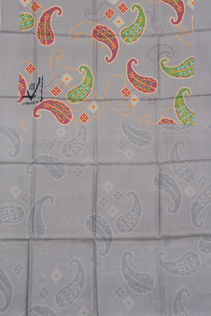Tussar Printed Grey Saree