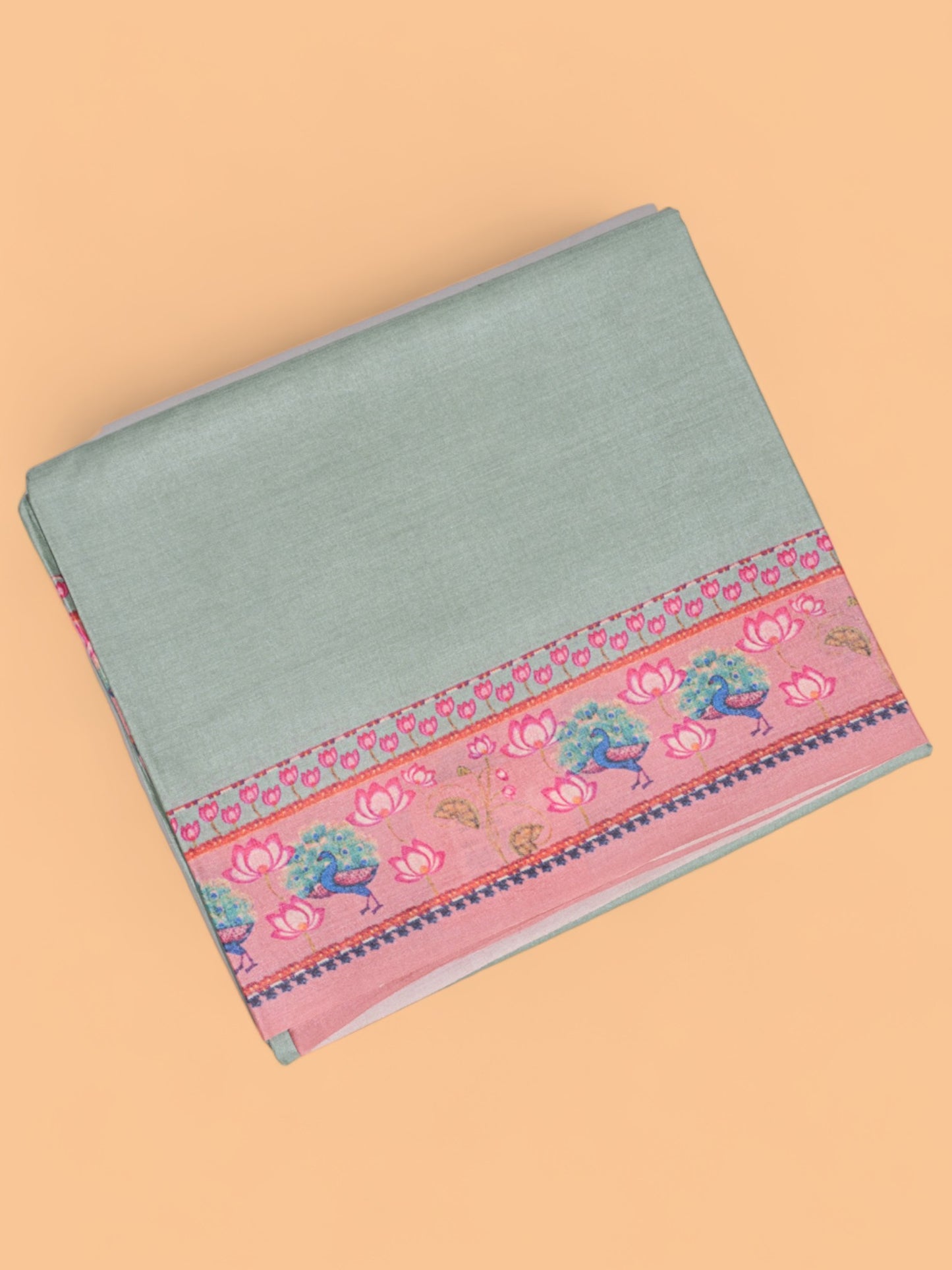 Tussar Plain Green Saree