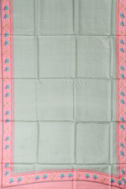 Tussar Plain Green Saree
