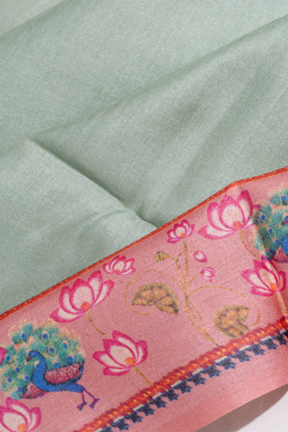 Tussar Plain Green Saree