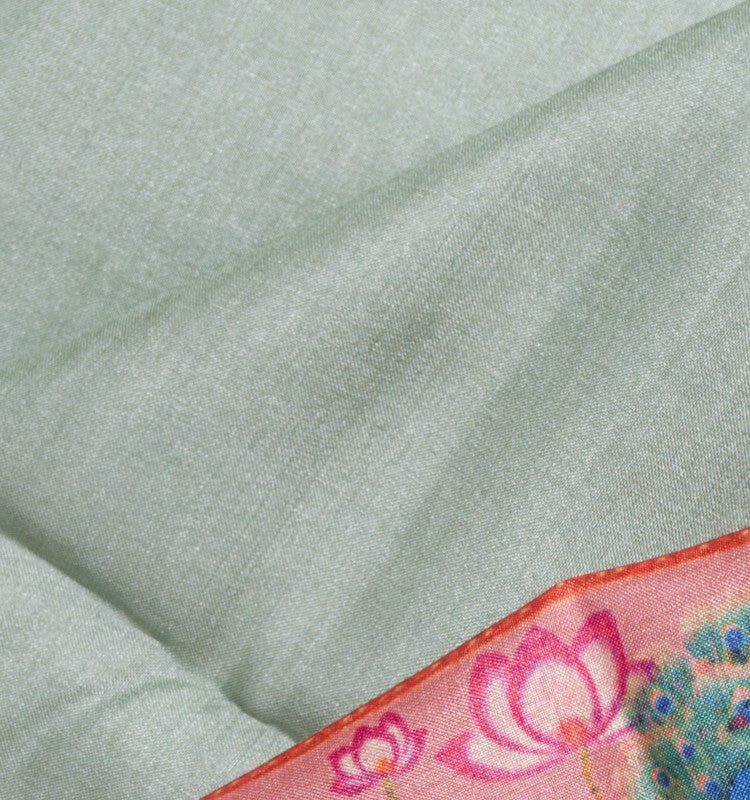 Tussar Plain Green Saree
