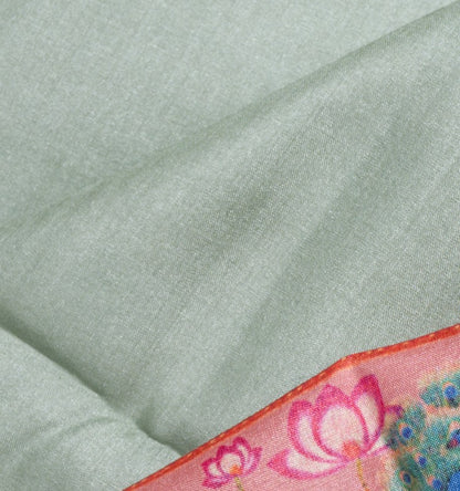 Tussar Plain Green Saree