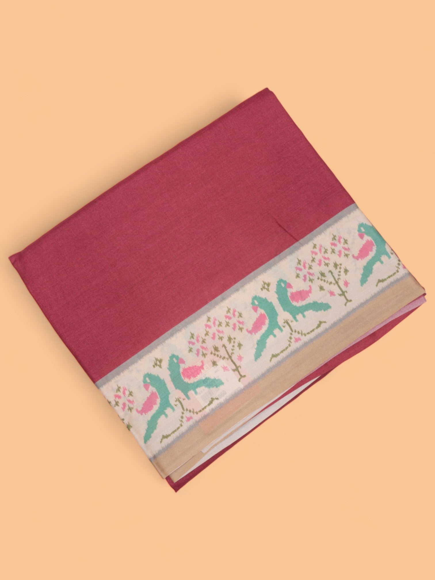 Tussar Plain Pink Saree