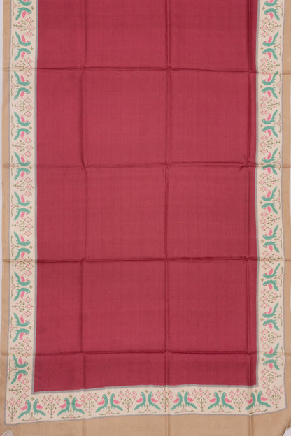 Tussar Plain Pink Saree