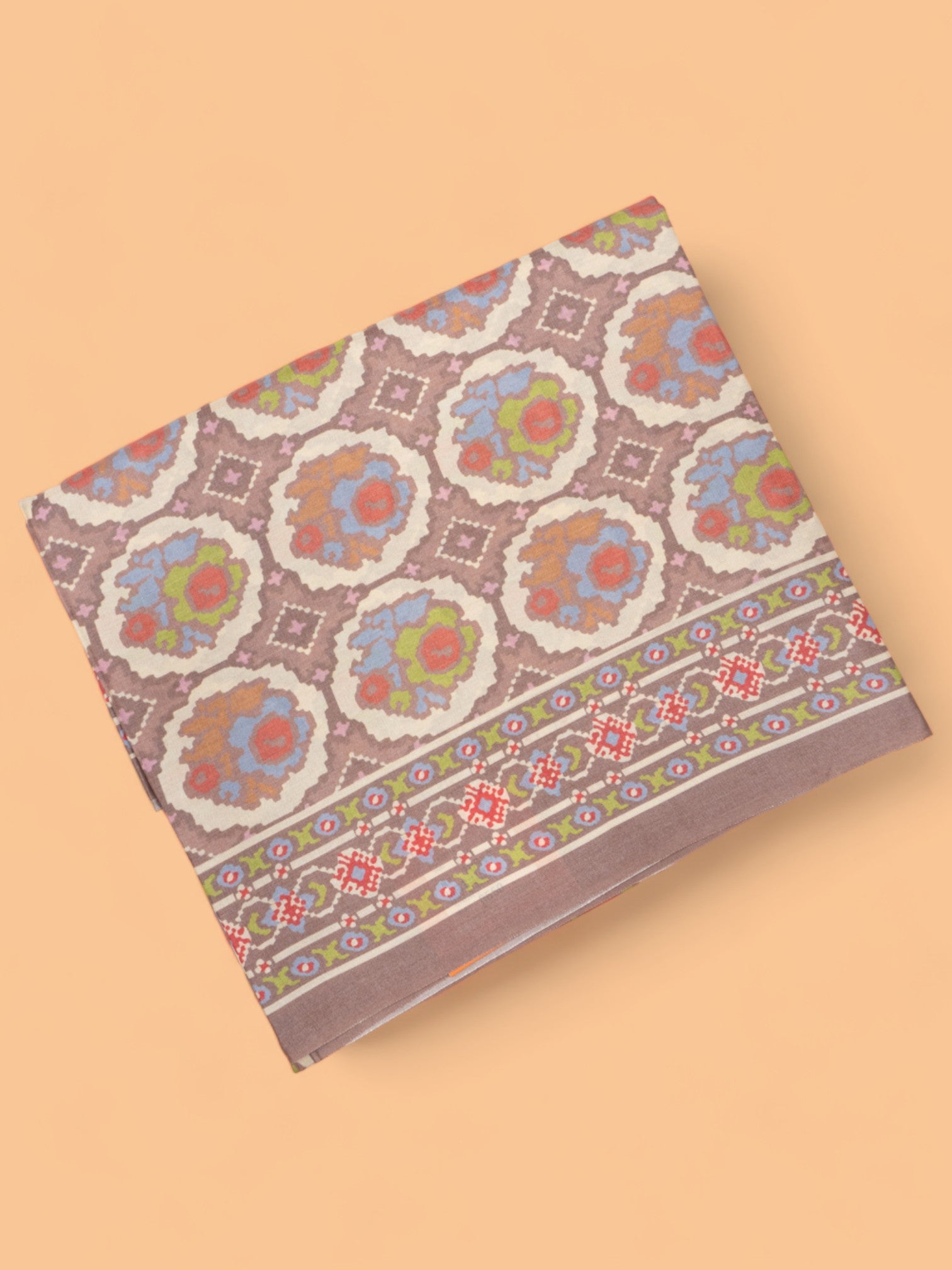 Tussar Printed Brown Saree