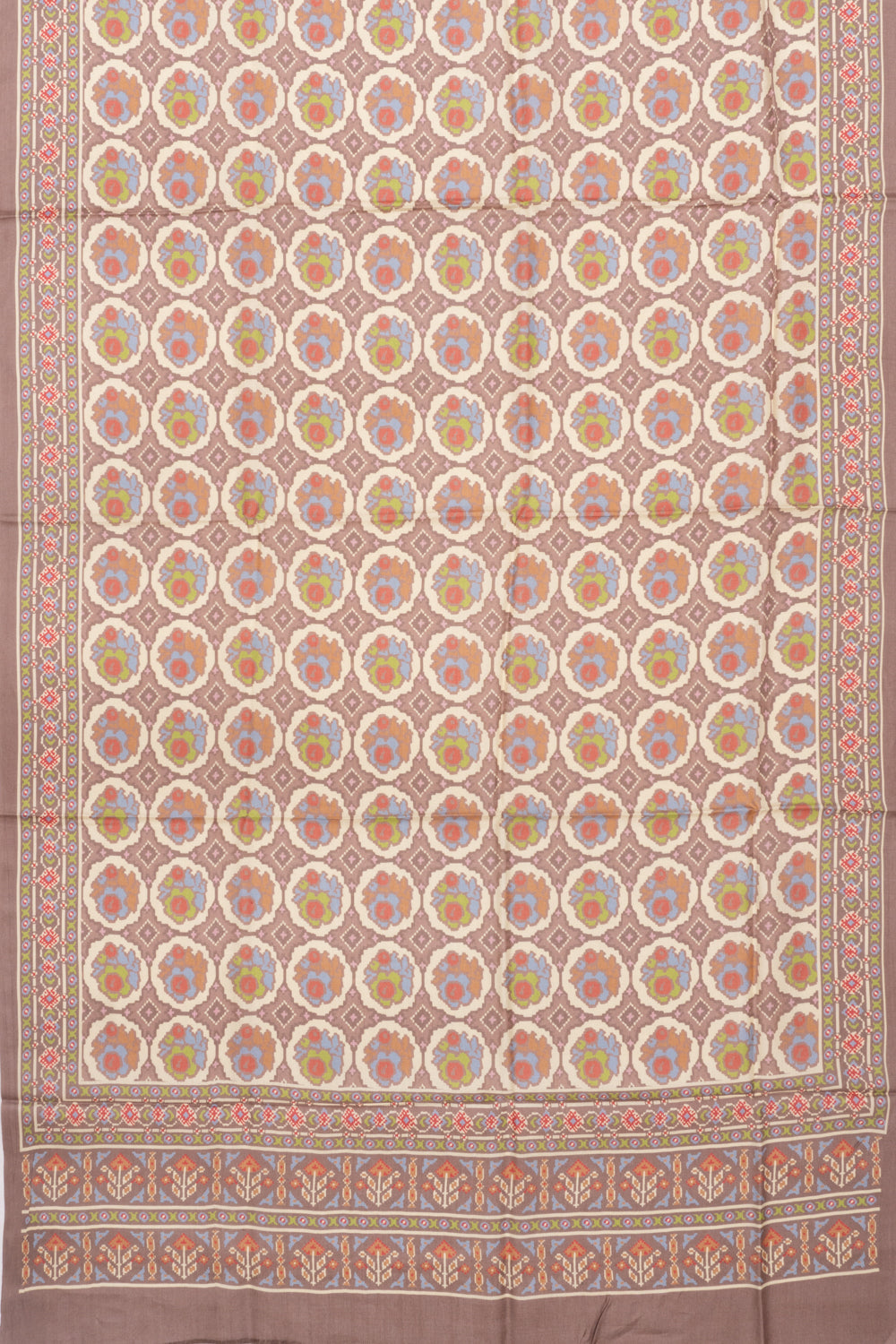 Tussar Printed Brown Saree