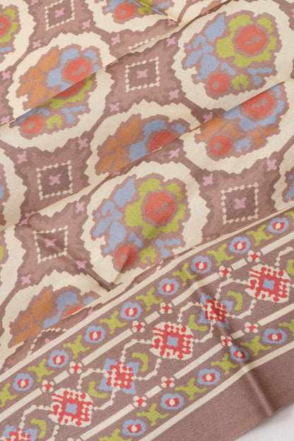 Tussar Printed Brown Saree