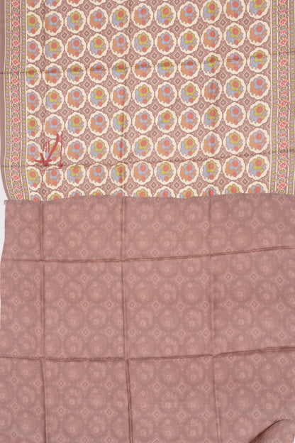 Tussar Printed Brown Saree