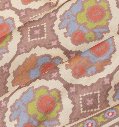 Tussar Printed Brown Saree
