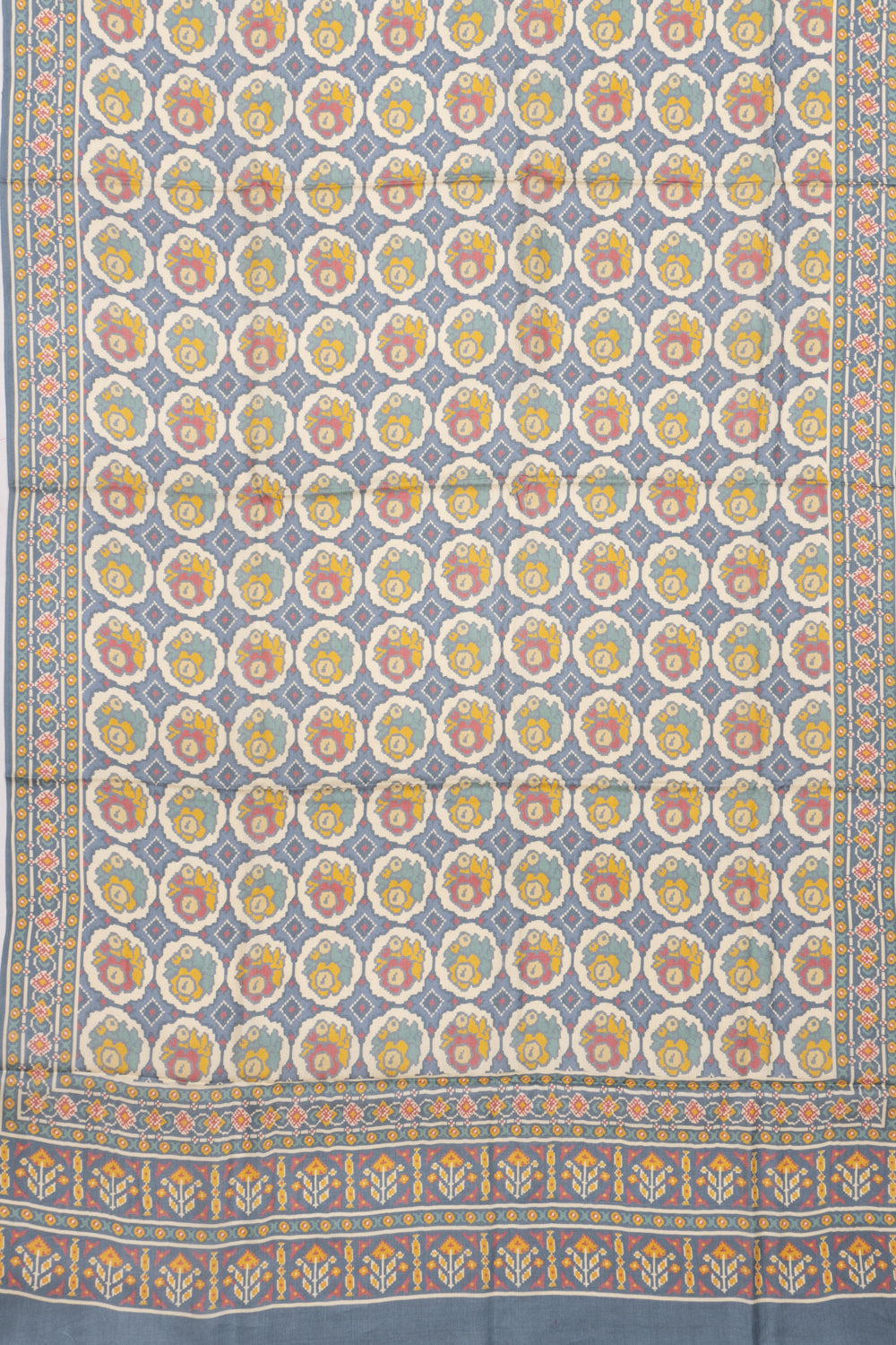 Tussar Printed Grey Saree