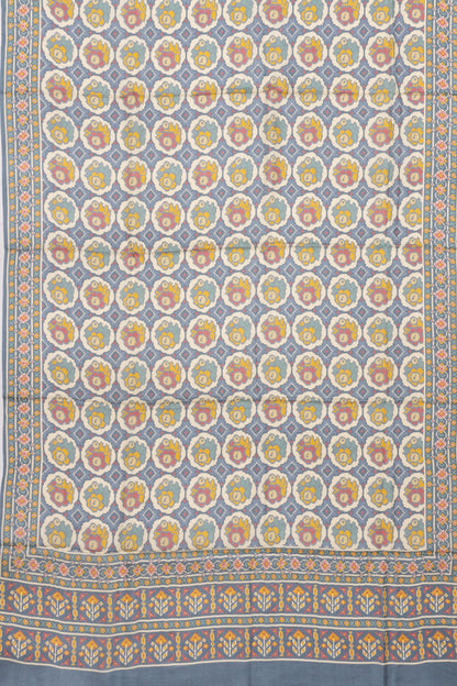 Tussar Printed Grey Saree