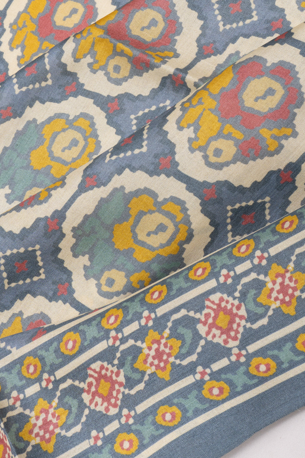 Tussar Printed Grey Saree