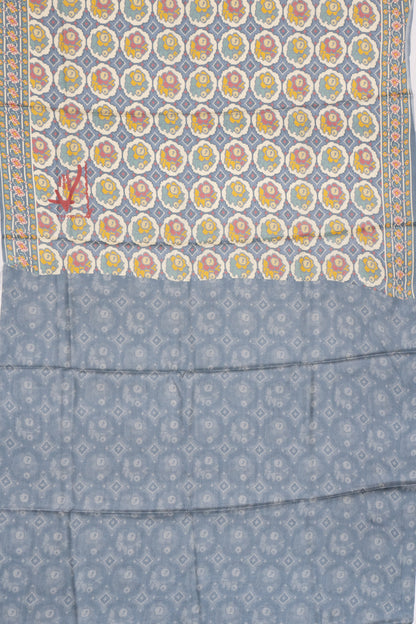Tussar Printed Grey Saree