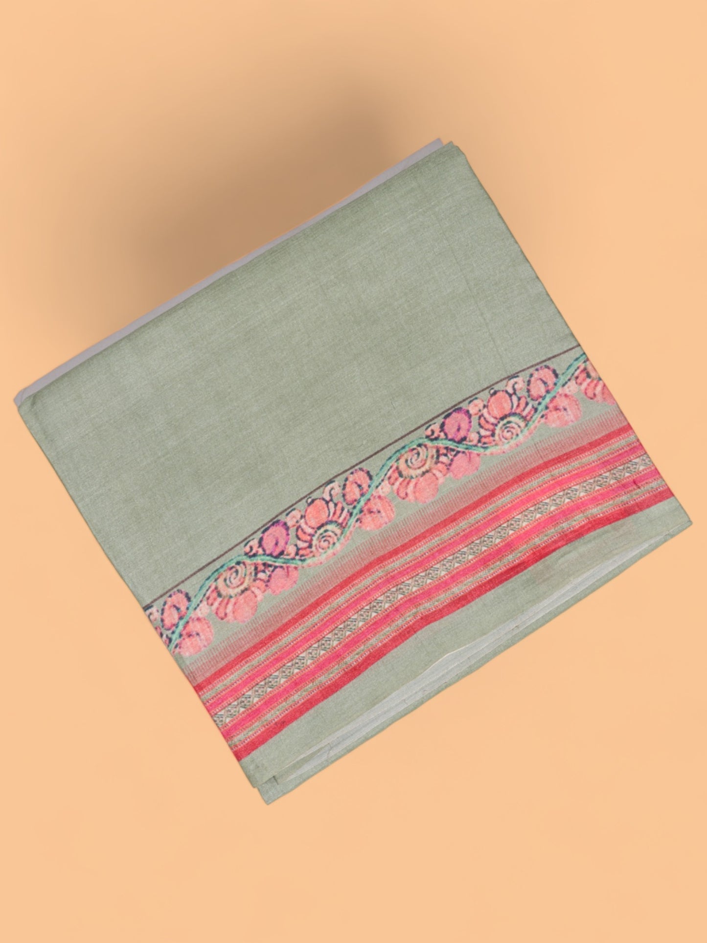 Tussar Plain Green Saree