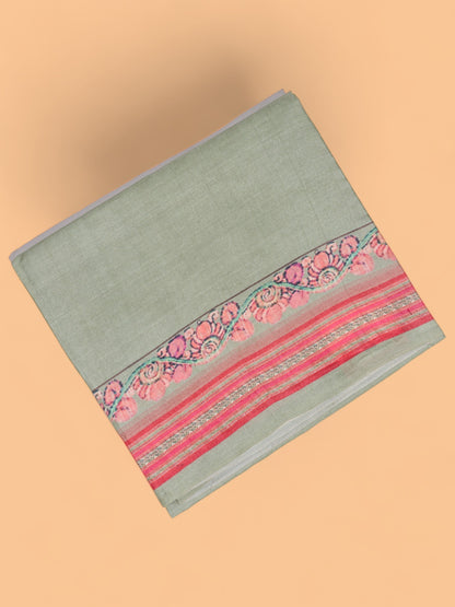 Tussar Plain Green Saree