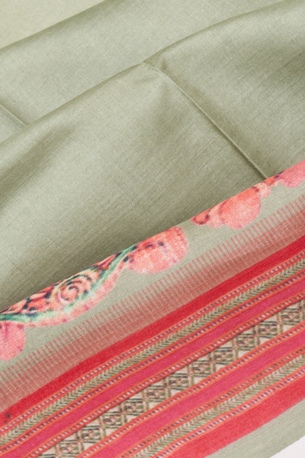 Tussar Plain Green Saree