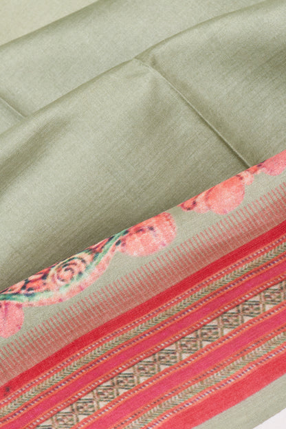 Tussar Plain Green Saree