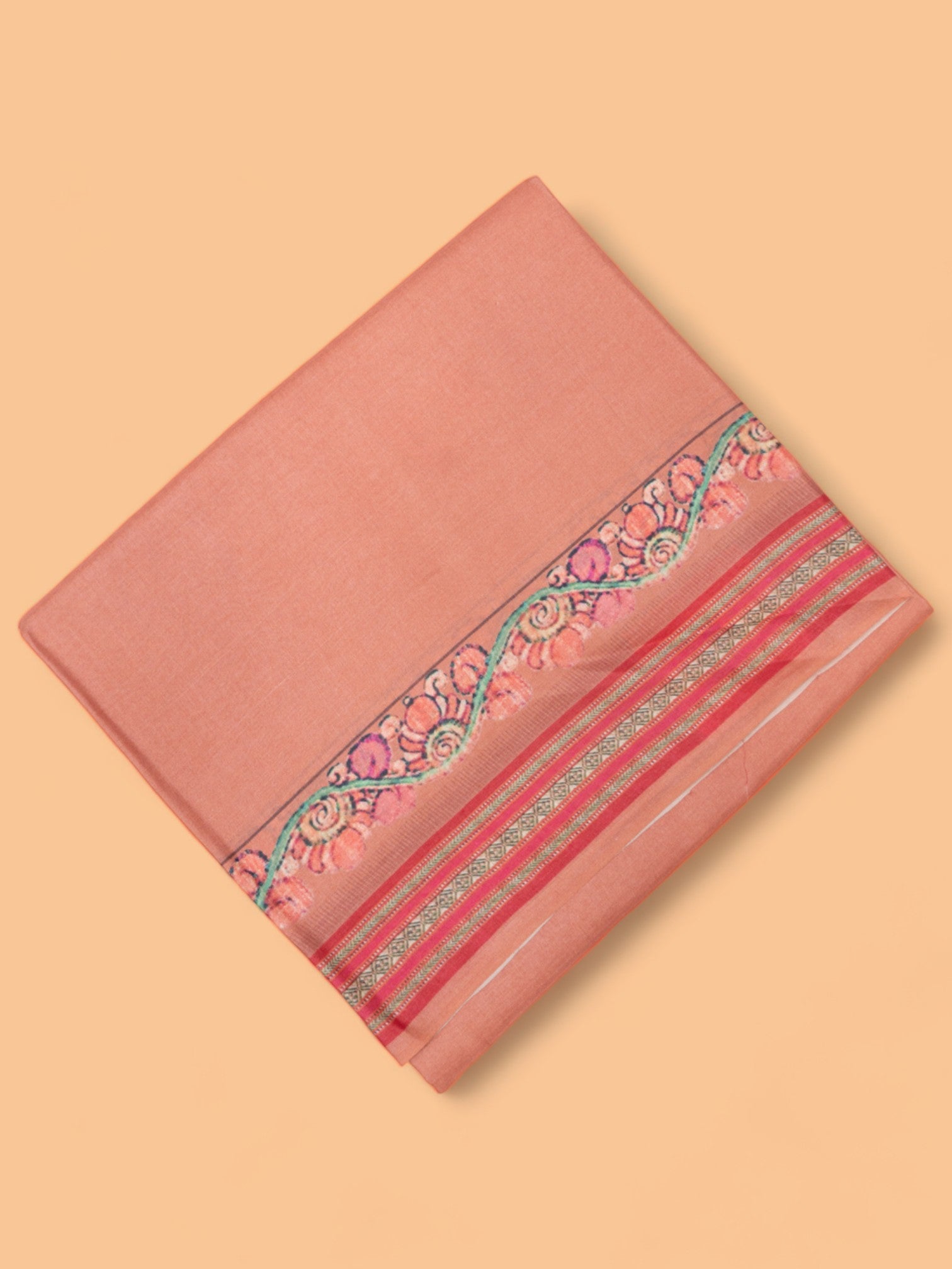 Tussar Plain Orange Saree