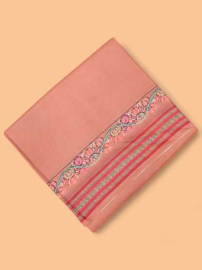 Tussar Plain Orange Saree