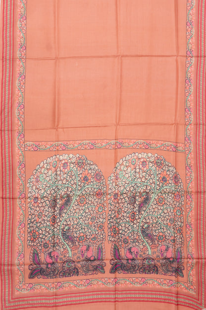 Tussar Plain Orange Saree