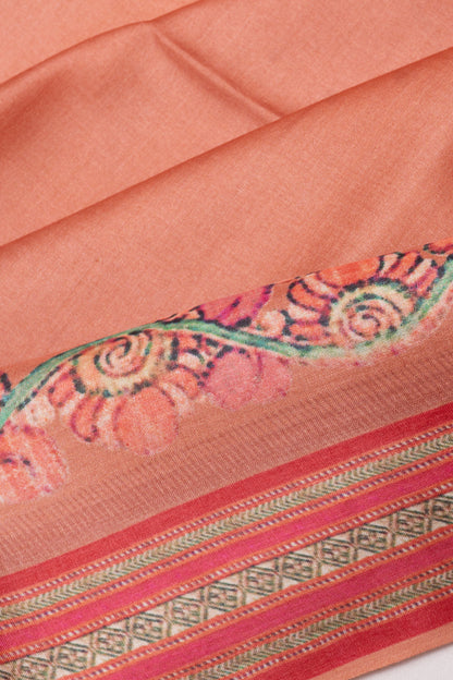 Tussar Plain Orange Saree