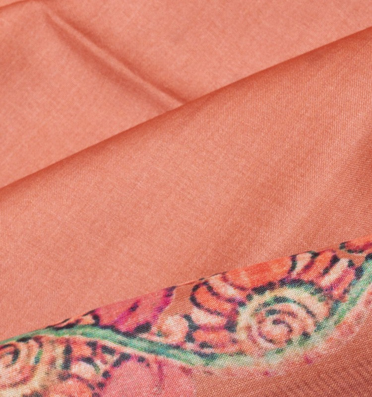 Tussar Plain Orange Saree