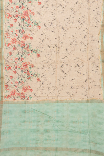 Chiniya Silk Floral Printed Cream Saree