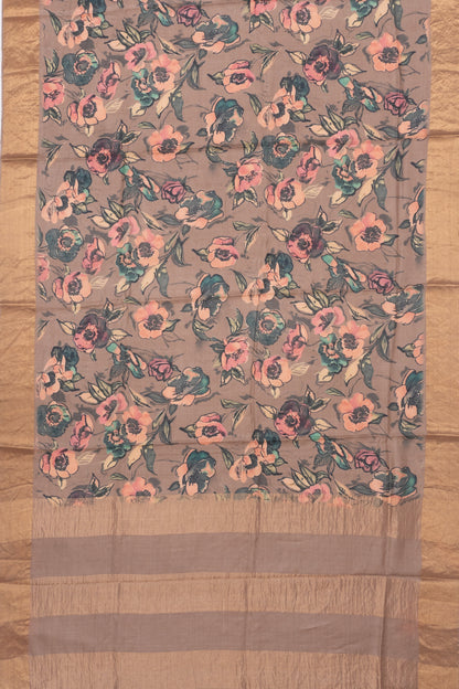 Tussar Floral Printed Beige Saree