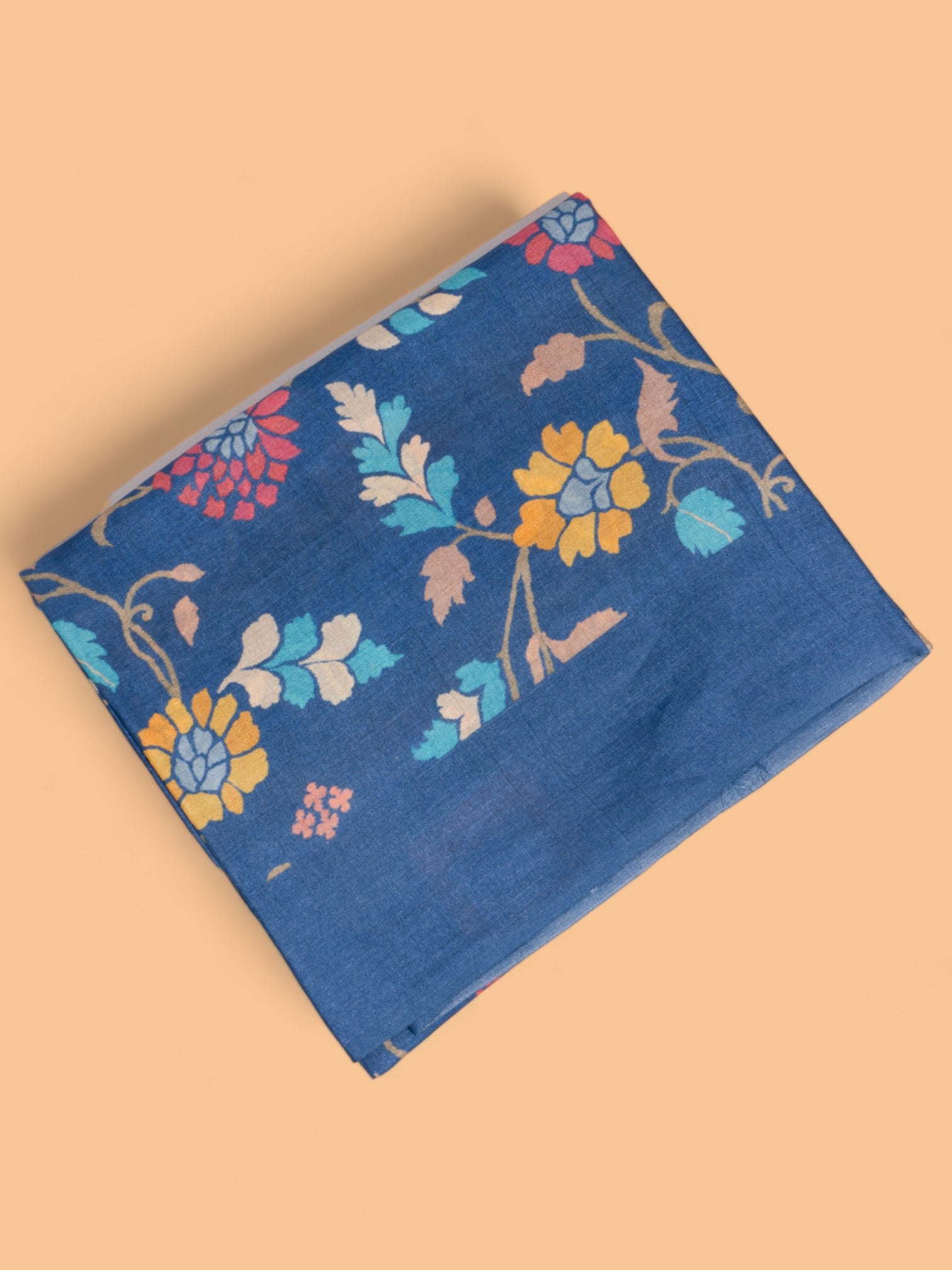 Tussar Floral Printed Blue Saree