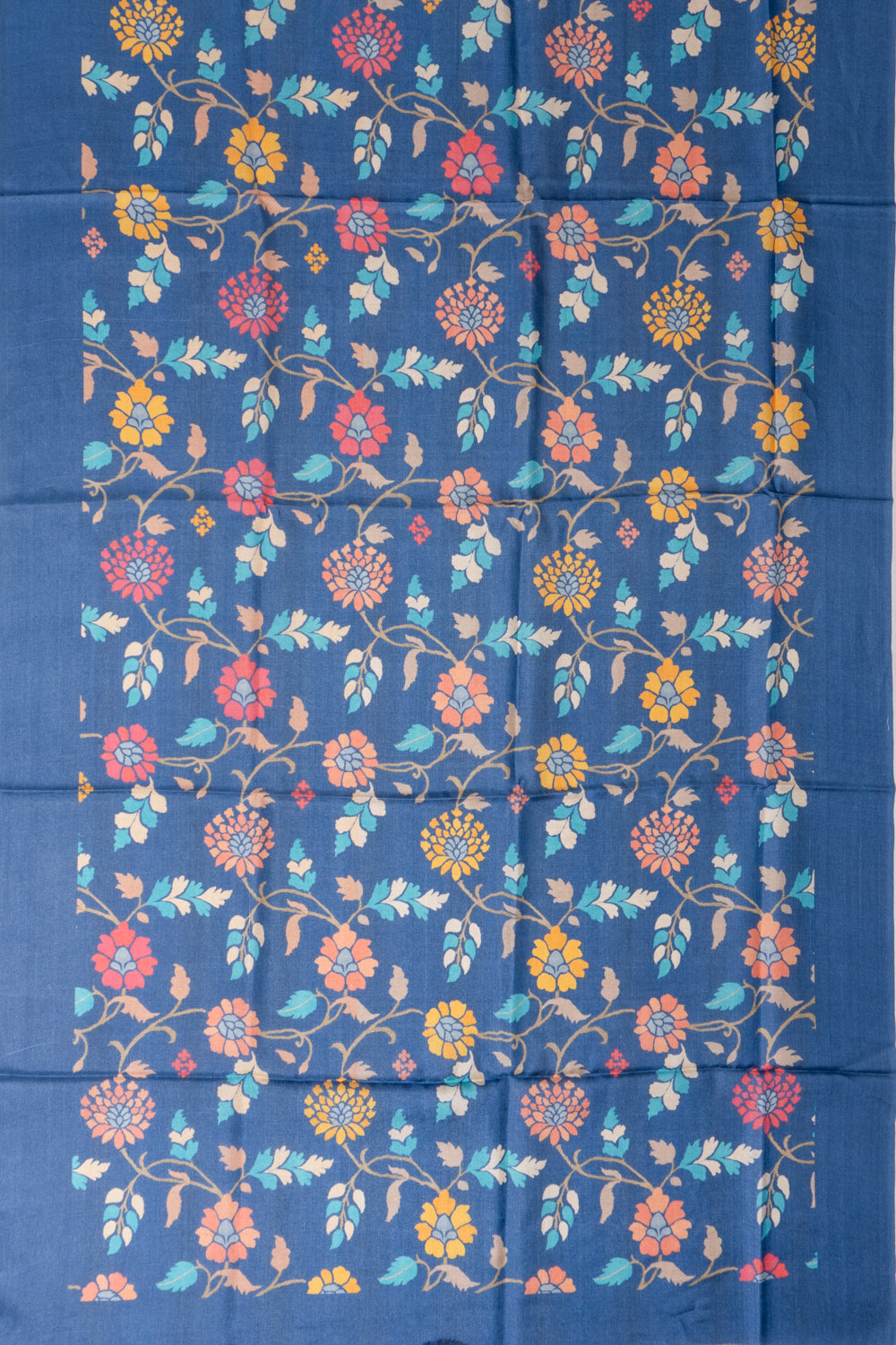 Tussar Floral Printed Blue Saree