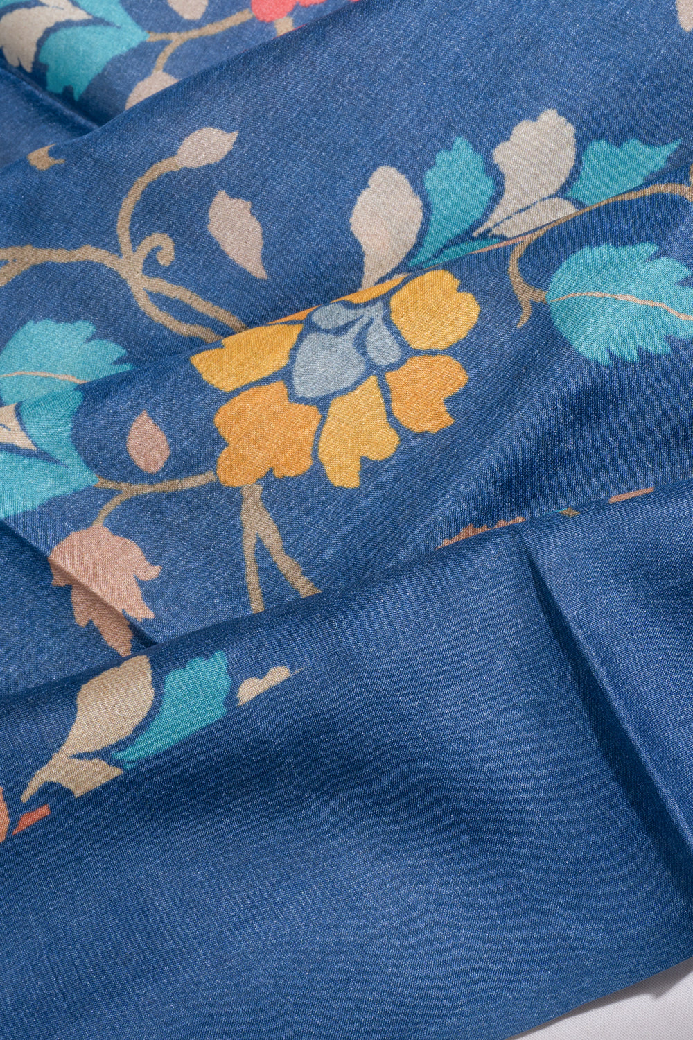 Tussar Floral Printed Blue Saree