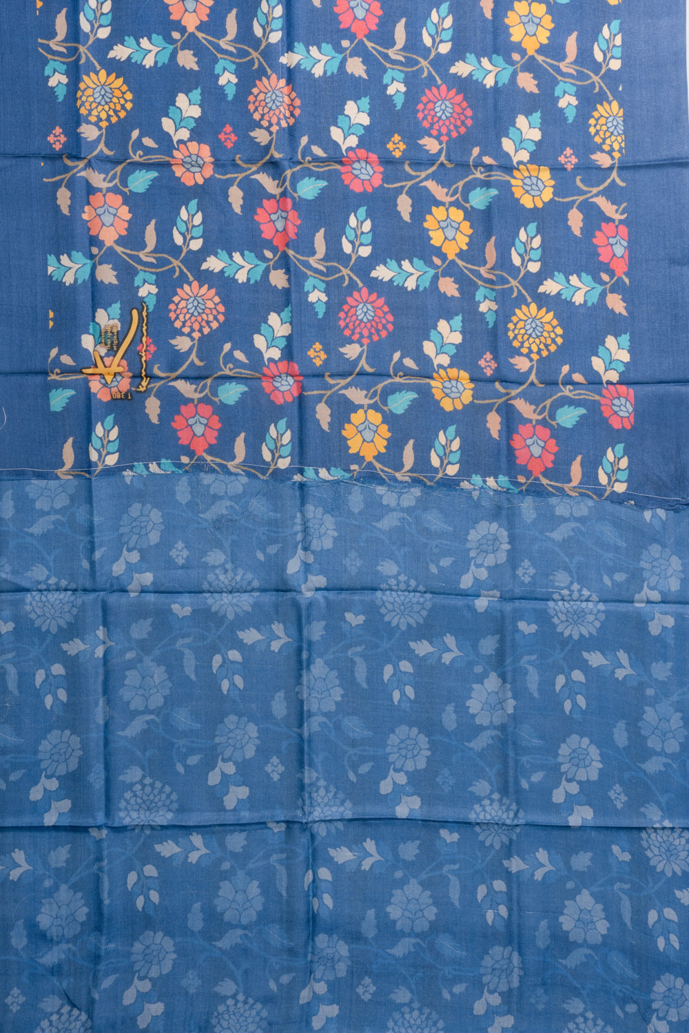 Tussar Floral Printed Blue Saree