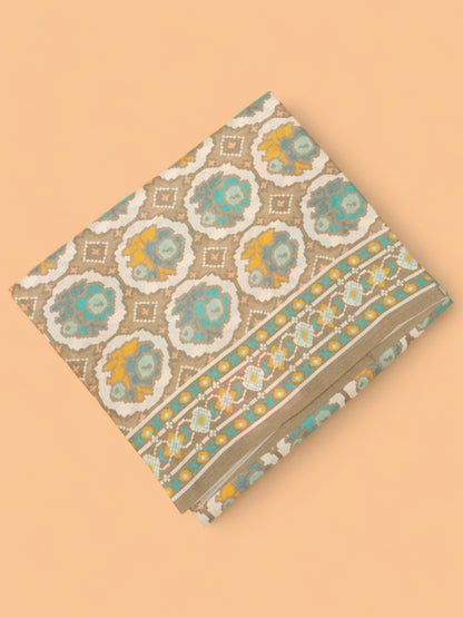Tussar Printed Beige Saree