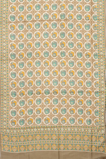 Tussar Printed Beige Saree