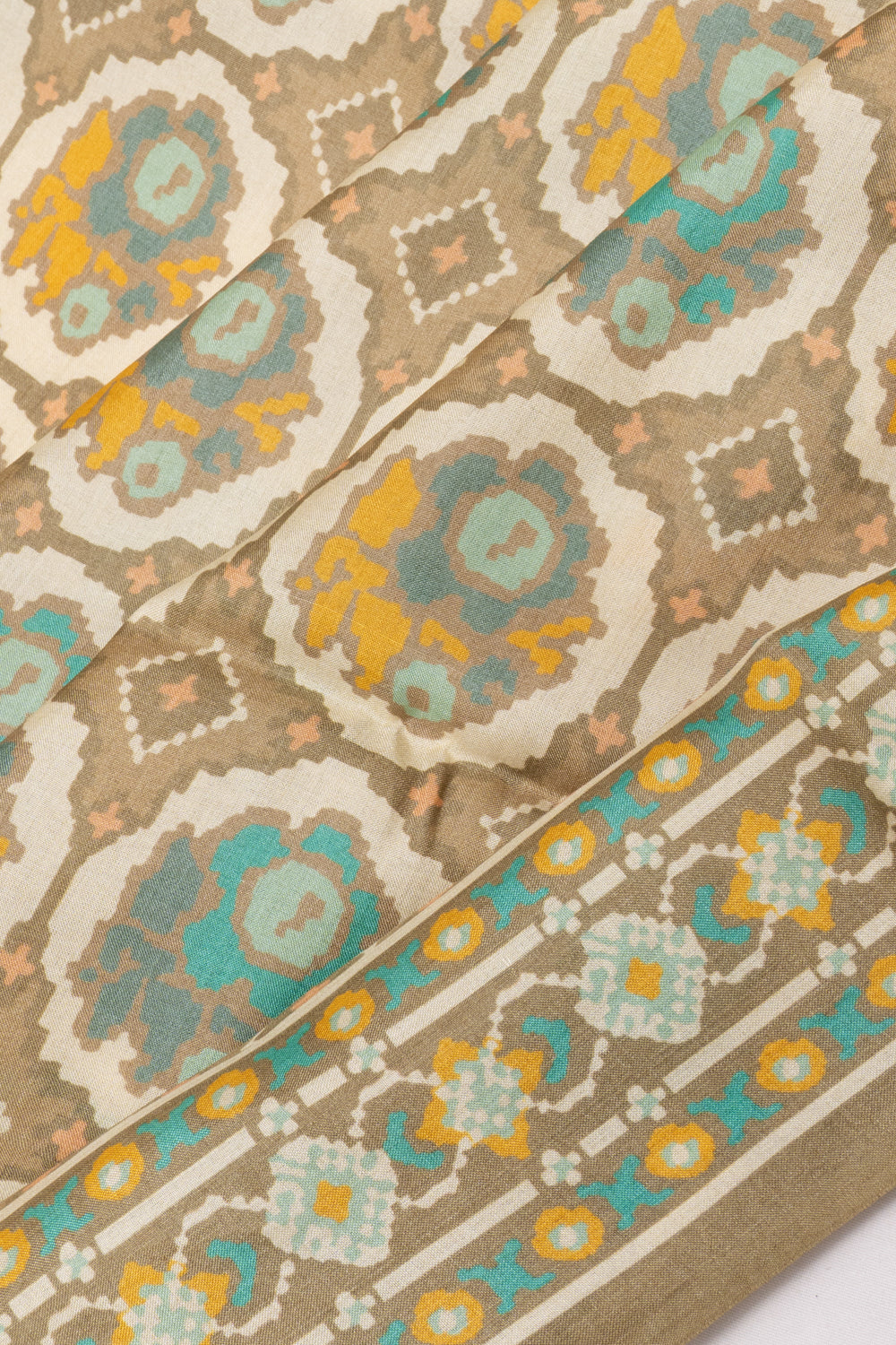 Tussar Printed Beige Saree