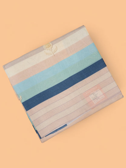 Tussar Horizontal Lines Multicolour Saree