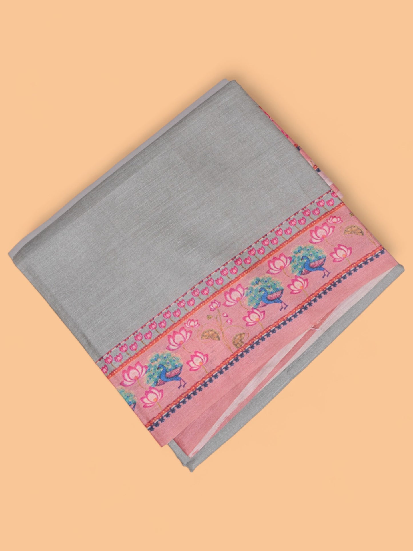 Tussar Plain Sage Green Saree