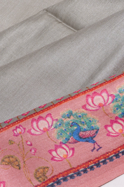 Tussar Plain Sage Green Saree