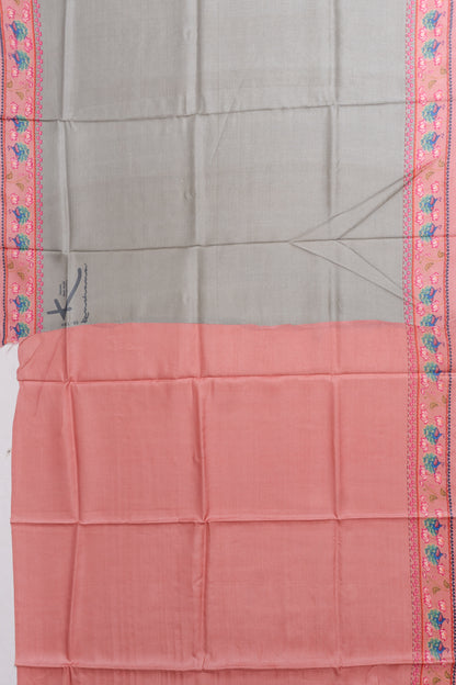 Tussar Plain Sage Green Saree